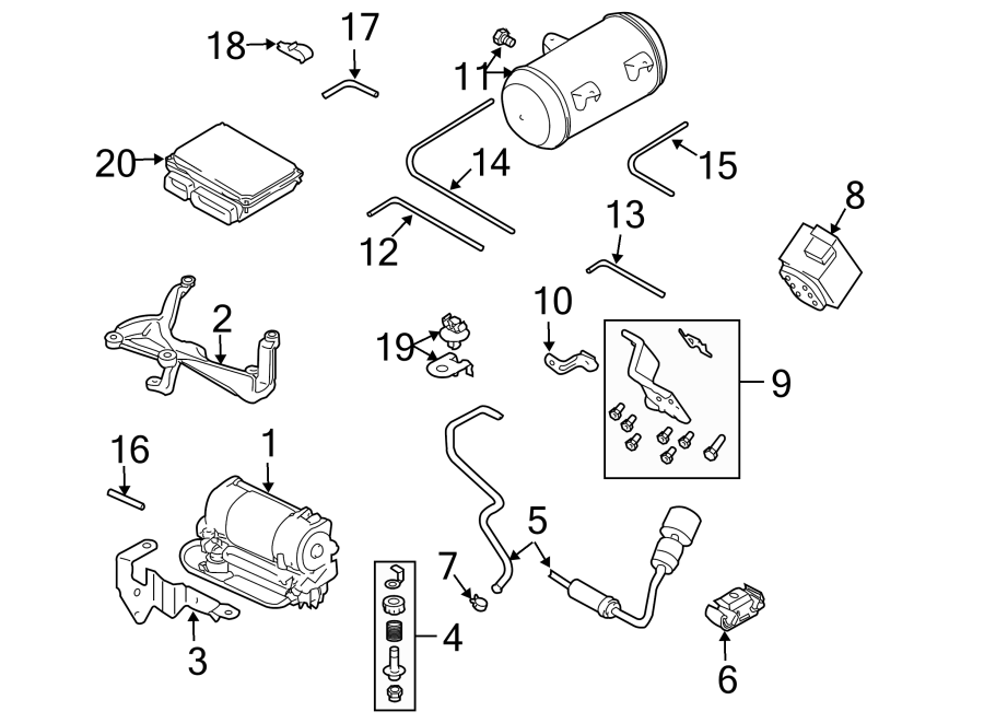 Audi A8 Air Suspension Compressor Line (Front). Front - 4E0616719D